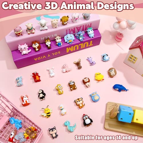 Ferreve 40 Pcs 3D Animal Silicone Focal Beads for Pens, Keychain Making, Focal Beads Bulk for Beadable Keychain DIY Crafts Bracelet Necklace Phone Chain Charms Jewelry Making (Cute Style) - style: Cute Style
