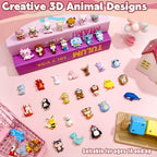 Ferreve 40 Pcs 3D Animal Silicone Focal Beads for Pens, Keychain Making, Focal Beads Bulk for Beadable Keychain DIY Crafts Bracelet Necklace Phone Chain Charms Jewelry Making (Cute Style) - style: Cute Style