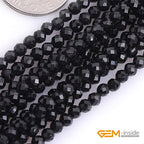 GEM-Inside 3mm Natural Stone Black Tourmaline Faceted Spacer Small Beads for Jewelry Making 15" - color: Black Tourmaline, size: 3mm