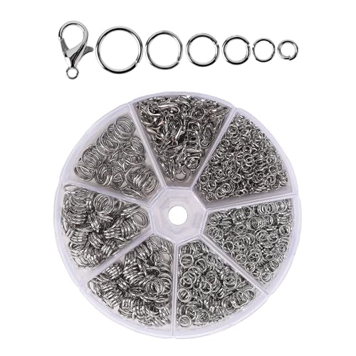 Mr. Pen- Open Jump Rings Set, 1014 pcs, Silver Metal Jump Rings with Lobster Clasps, 6 Assorted Sizes (4–10 mm), Jewelry Making Findings for DIY Crafts, Bracelets, Necklaces & Keychains - color: Silver