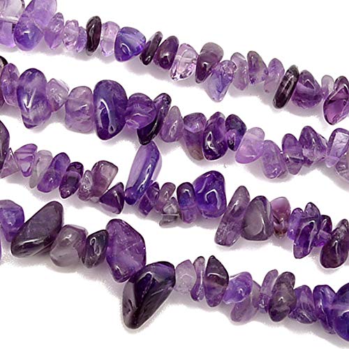 PLTbeads 5-8mm Natral Healing Gemstone Waist Bracelets Necklace Kit Irregular Stone DIY Crafts Design Jewelry Making 1 Strand per Bag Approxi 34 inch (Amethyst Chips) - color: Amethyst Chips