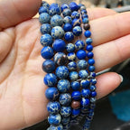 Yochus 35pcs Blue Sea Sediment Beads，10mm Healing Power Natural Stone Round Loose Beads for Jewelry Making Earring Necklace DIY Crafts - color: Blue Sea Sediment, size: 10mm 35beads