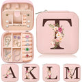 Inngeroo Mom Gifts for Women from Daughter Son, Travel Jewelry Case Box Organizer Personalized Gifts for Mom Wife Women, Gift for Friend Sister Grandma Aunt, Initial T - style: T