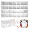 FZIIVQU 1400 Pcs Letter Beads Kit, 28 Styles White Acrylic Alphabet Beads Letter Beads for Jewelry Making wiht Number Beads Heart Beads Friendship Bracelet Kit - color: Black Letter & White Base, size: 4*7mm