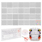 FZIIVQU 1400 Pcs Letter Beads Kit, 28 Styles White Acrylic Alphabet Beads Letter Beads for Jewelry Making wiht Number Beads Heart Beads Friendship Bracelet Kit - color: Black Letter & White Base, size: 4*7mm