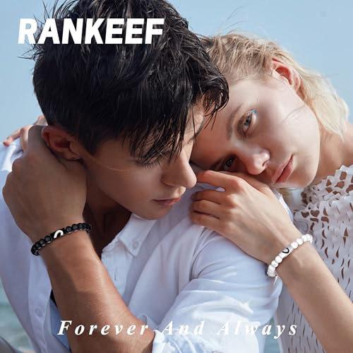 RANKEEF Tiger Eye Bracelet For Men 8MM Natural Stone Stretch Adjustable Black Crystal Beaded Bracelet for Men Women Gifts - color: 2,white,black-B