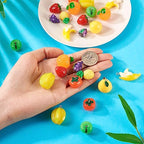 Craftdady Fruit Dangle Charms Pendants Cute Resin Food Pendants Apple Orange Pineapple Strawberry Pendants Lovely Vegetable Mushroom Charms for DIY Craft Earring Bracelet Necklace Jewelry Making - color: Mix Colors, 9 fruits