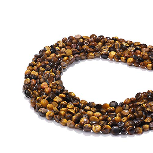 BEADIA Irregular Natural Tiger Eye Stone Loose Semi Gemstone Beads for Jewelry Making 5-8mm 38cm - color: Tiger Eye, size: 5-8mm 38cm