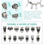 stino 140 Pcs Metal Spacer Bail Beads, Silver Tone Charm Hanger Clasps with Loops for Bracelet, Jewelry Making Findings(Silver) - color: Silver