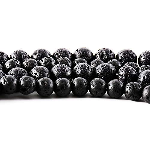 RayLineDo® 48Pcs 8mm Natural Round Volcanic Gemstone Loose Beads Black Lava Stone Beads for Jewelry Making - color: Lava, size: 8mm