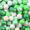 16mm Acrylic Green Beads 100pcs Ab Forest Style Bead Chunk Bubblegum Beads for Pens for Necklace Jewelry Bracelets DIY Crafts Making (Green&White) - color: green&white