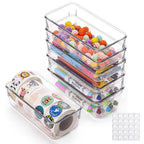 6Pcs Clear Plastic Drawer Organizers Tray 6" x 3" Storage Bins with 25Pcs Non-slip Pads for Makeup, Jewelries, Kitchen Utensils, Bathroom and Office - size: 6"x3"