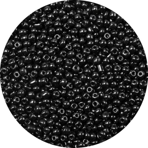 2000pcs Black Glass Seed Beads, Colorful Tiny 4mm Beads for Jewelry Making, Beading Supplies. - color: Black