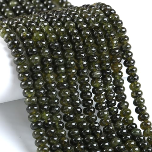 5x8mm 76pcs Natural Stone Green Garnet Jade Rondelle Spacer Loose Beads Abacus Disk Stone Round Loose Gemstone Beads for Jewelry Making DIY Bracelet Necklace - color: Green garnet Stone, size: 5x8mm Abacus Disk