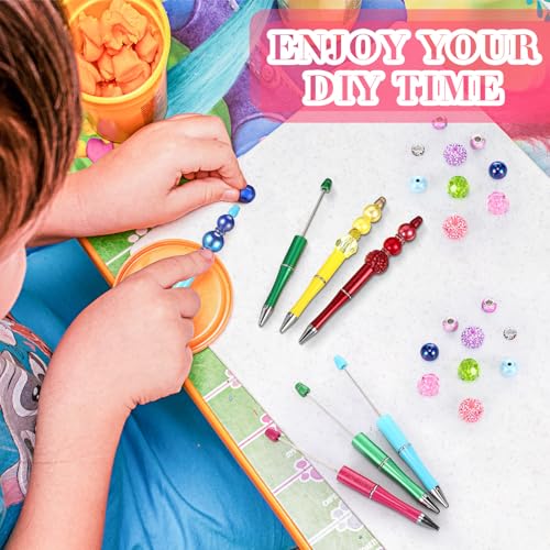 Huquary 270 Pcs Beads for Pens Rhinestone Bubblegum Beads Mixed Crystal Resin Sugar Chunky for Beadable Keychains DIY Craft Jewelry Making Supplies - color: Classic Colors