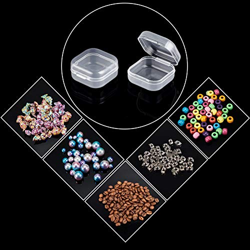 SATINIOR 12 Pack Clear Plastic Beads Storage Containers Box with Hinged Lid for Beads and More (1.38 x 1.38 x 0.71 Inch) - size: 1.38 x 1.38 x 0.71 Inch