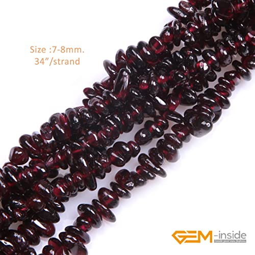GEM-Inside Garnet Chips Natural 3-5MM Gemstone for Bracelet Necklace Earrings Jewelry Making Crafts Design Wholesale Loose Beads 34" - color: Red Garnet