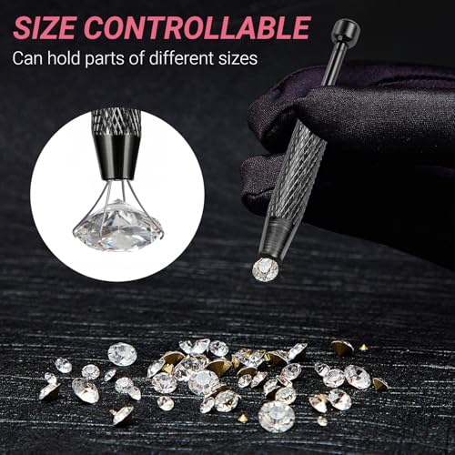 Piercing Ball Grabber Tool, 4-Claw Stainless Steel Jeweler Pick Up Tools,Septum Ball Screw Tool for Piercing Changing/Removal/Holder,Earring Pearl Grabber for Jewelry/Electronic Component - color: 1pc Silver, 1pc Black