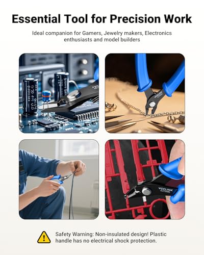VCELINK Small Wire Cutter Spring-loaded GJ706BL, Precision Flush Cutter Pliers Diagonal Cutters for Electronics, Jewelry Making, Model Craft and 3D Printer, 5-Inch - color: Blue