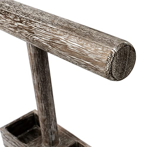 MOOCA Bracelet Bangle Holder, Table Top Necklace Wooden Jewelry Display Stand Storage Tray for Home Organization, 11 3/4" W x 2 3/4" D x 9 3/4" H, Coffee - color: 6) Coffee, w/Tray-1pc