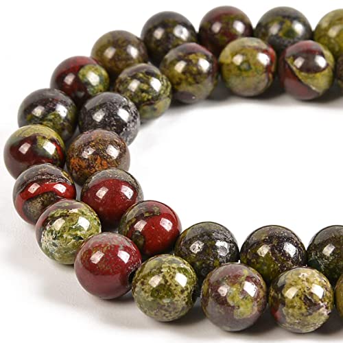 10mm Genuine Dragon Blood Jasper Bead Gemstone Round Semi Precious Loose Beads for Jewelry Making 15" - color: Dragon Blood Jasper, size: 10mm