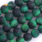 GEM-Inside 6mm Natural Stone Green Tiger Eye Frosted Matte Unpolished Round Beads for Jewelry Making Strand 15 inch - color: Green Tiger Eye, size: 6mm