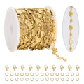 KYUNHOO 13FT/4M Gold Plated Jewelry Chains for Crafts Making Textured Butterfly Chain Link Satellite Bead Stainless Steel Necklace Bulk Jewelry - color: Butterfly Gold