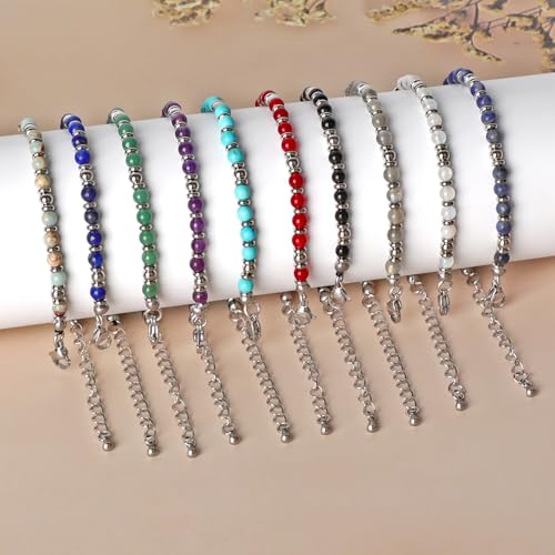 LPBeads Beaded Bracelets for Women Energy Gemstone Charm Jewelry Adjustable Bracelet Gifts for Mom, Daughter, Wife, Friends, Bestie - color: Black Onyx