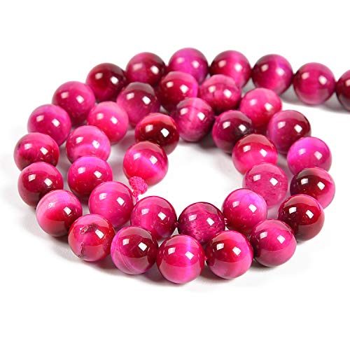 36pcs 10mm Natural Magenta Tiger's Eye Gemstone Round Spacer Loose Stone Beads for Jewelry Making 15.5" 1 Strand (Magenta Tiger's Eye, 10mm 36Beads) - color: Magenta Tiger's Eye, size: 10mm 36Beads