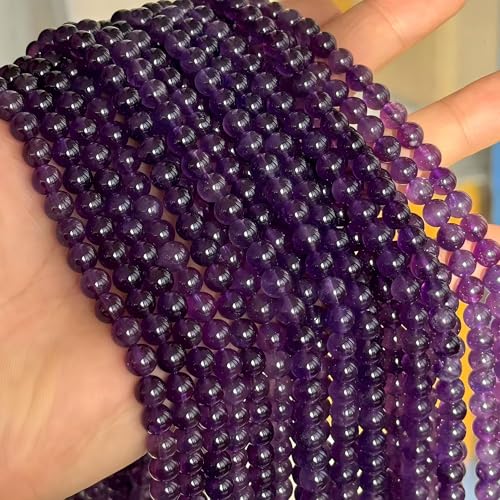 MJDCB 5A Natural South Africa Amethyst Gemstone Round Stone Beads for Jewelry Making DIY Bracelet Necklace (6mm) - color: South Africa Amethyst, size: 6mm