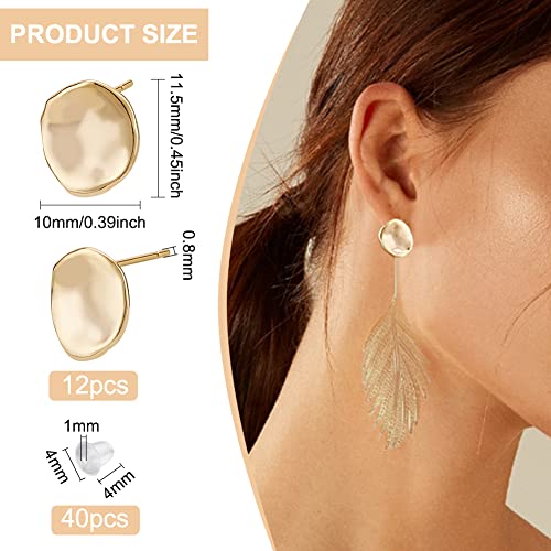 BENECREAT 12PCS 18K Gold Plated Earring Studs with Vertical Loops, 40Pcs Plastic Ear Nuts for DIY Jewelry Making - color: Round