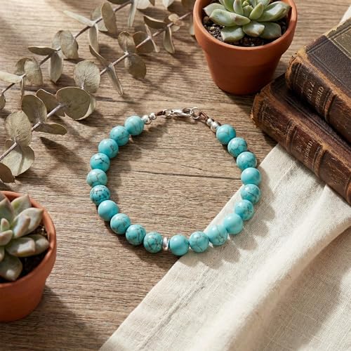 Yochus 60pcs Blue Turquoises Beads，6mm Healing Power Natural Stone Round Loose Beads for Jewelry Making Earring Necklace DIY Crafts - color: Blue Turquoise, size: 6mm 60beads