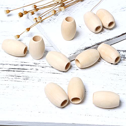 30pc Natural Oval Wood Beads - Unfinished Wooden Spacer Beads (Large) 20mm x 30mm, 8mm Hole for Jewelry Making - color: 30x20mm, Natural#30pcs