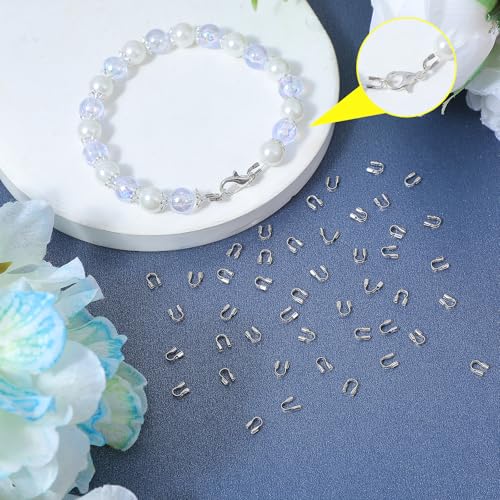 200PCS Wire Guards for Jewelry Making, Stainless Steel Wire Guardian Protectors, U Shape Wire Guard Loops Thread Protector, Silver U Shape Wires Guard Loops for Earring Bracelet Necklace DIY