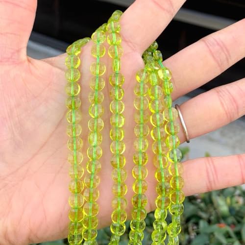 Adabele 15 Inch Natural Green Crystal (Imitation Peridot) Gemstone Beads 6mm Faceted Flat Round Coin Gem Stone Spacer (62-67pcs) for Jewelry Making GZ13-2 - color: Green Crystal (Peridot Imitation), size: 15 Inch/1 Strand