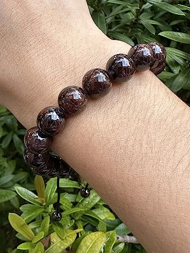 GAF TREASURES Grade A ++ Gemstone Round Bead Adjustable Bracelet 10mm, Genuine Crystal Bead Bracelet, Gift for Men & Women - color: Garnet