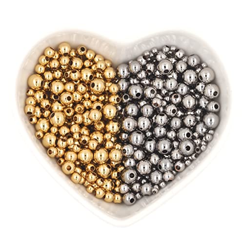 500pcs Silver Filled Spacer Beads that Do Not Fade Easily Smooth Round Beads Seamless Ball Beads Brass Loose Beads Metal Beads for DIY Necklace Bracelet Jewelry Making (Silver-2.5mm) - size: Silver-2.5mm