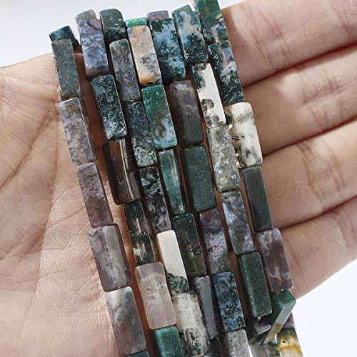 BEADIA Natural Indian Agate Tube Beads 13x4mm 30pcs Rectangle Loose Semi Gemstone Beads for Jewelry Making Design - color: Indian Agate Rectangle