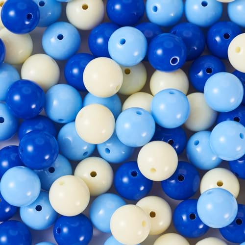 100 Pcs 11.5-12mm Bubblegum Beads Opaque Acrylic Chunky Loose Spacer Round Focal Beads for Jewelry Making Bracelet Necklace Keychain Craft Art Making,Hole:1.8mm,Light Sky Blue - color: Light Sky Blue