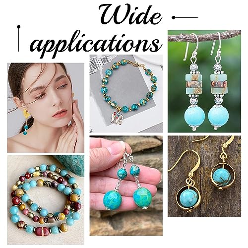 arricraft 4 Strands Turquoise Gemstone Beads, Synthetic Yellow Turquoise Jasper Beads Smooth Stone Beads for DIY Craft Necklace Bracelet Earring Jewelry - size: 4-12mm