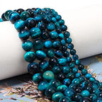 45pcs 8mm Natural Aquamarine Tiger Eye Gemstone Beads Energy Healing Crystal Round Loose Stone Beads for Jewelry Making, DIY Bracelets Necklaces - color: Aquamarine Tiger Eye, size: 8mm