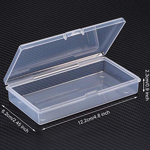 SATINIOR Pack of 12 Clear Plastic Bead Storage Containers with Hinged Lids for Beads and More (12.8 x 6.1 x 2.45 x 2.9 inches) - size: 4.8 X 2.45 X 0.9 Inch