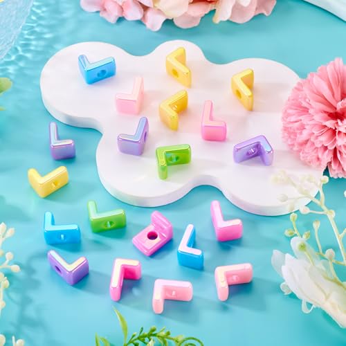 Beadthoven 20pcs Big Letter L Beads Large Hole Bubble Alphabet Acrylic Beads Charm Iridescent Plastic L Shape Loose Chunky Spacers for Jewelry Making Bracelet Necklace Keychains Shoelaces Crafts - color: L