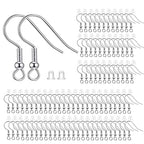 BEADNOVA Earring Hooks 300pcs Earring Kits with Rubber Backs Ear Hook for Jewelry Making DIY Earwire Supplies (300pcs Silver Ear Wires and 300 pcs Backs, Total 600pcs) - color: Silver, size: 300pcs