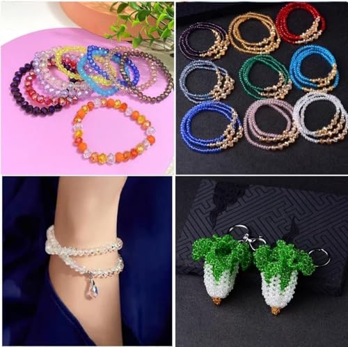 600pcs Crystal Glass Beads 3mm 4mm 6mm 8mm 10mm Rondelle Faceted Crystal Beads Spacer Beads for Necklace Bracelet Earrings DIY Jewelry Crafts Making Supplies(Clear AB) - color: Clear AB