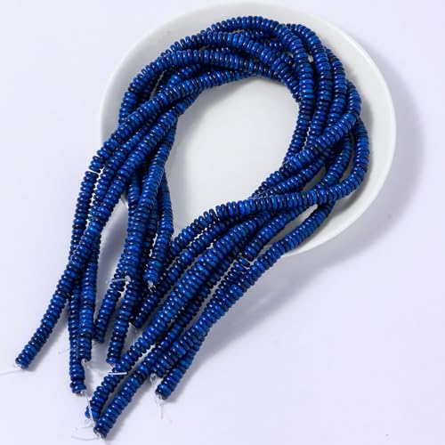 Natural Lapis Lazuli Disk Stone Spacer Beads 6x2mm 38cm/str Flat Rondelle Loose Semi Gemstone Caps for Making Bracelets Necklace - color: Lapis Lazuli