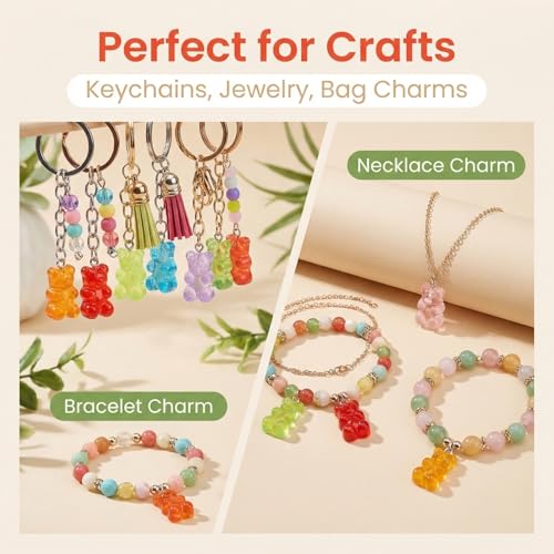 Keychain Charms Bulk 30pcs mixed Cute 3D Charms for Keychain Making for Bracelet Earring Jewelry Making DIY Crafts Includes Animal Food Fruit Flower Designs - color: Bear Mix
