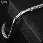 Titanium Necklace for Men Women - Magnetic Necklace Stainless Steel Ultra Strength Magnets - with Adjustable Sizing Tool and Present Box - color: Silver