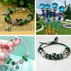 100pcs 14mm Green European Glass Beads - Large Hole, Lampwork, Loose Spacer Beads for St. Patrick's Day DIY Craft Snake Chains Bracelet Necklace Earring Making - Hole: 5mm - color: Green