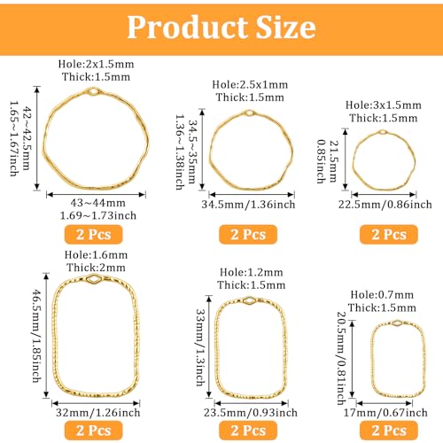 48 Pcs Alloy Open Back Bezel Pendants, 6 Styles Hollow Frame Pendants Ring for Resin Jewelry Making, DIY Craft Blank Bezels Molds for Earrings, Necklaces, Bracelets, Pressed Flower Charms (4 Colors)